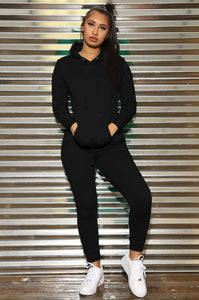 Solid Color Hoodie Sweatpants 2 Piece Set