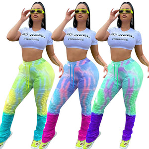 Fluorescent Color Stacked Pants