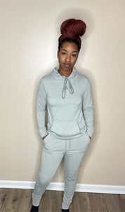 Solid Color Hoodie Sweatpants 2 Piece Set